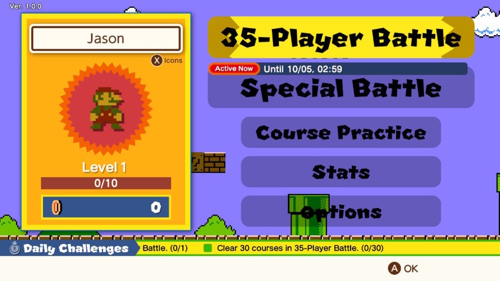 Super Mario Bros. 35 Review - Title Screen